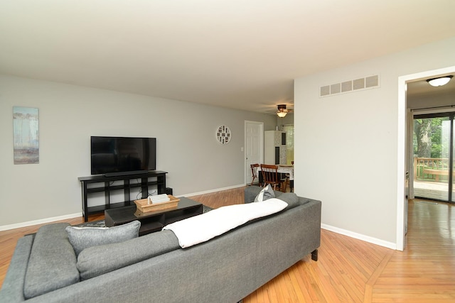 29W324 Grove Ave, West Chicago, IL 60185 - living area featuring light wood-style flooring and ceiling fan