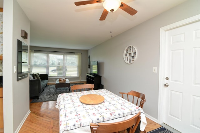 29W324 Grove Ave, West Chicago, IL 60185 - dining area with light wood finished floors and a ceiling fan