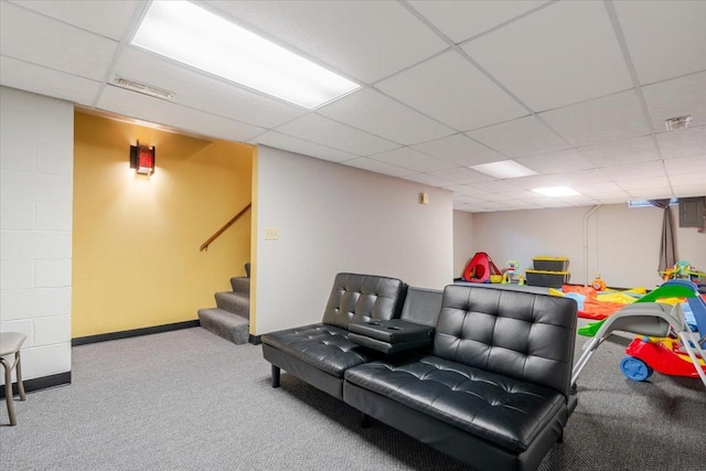 141 Manor Cir, Bloomington, IL 61704 - cinema room featuring a drop ceiling and carpet