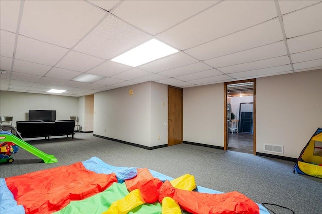 141 Manor Cir, Bloomington, IL 61704 - playroom featuring carpet flooring and a drop ceiling