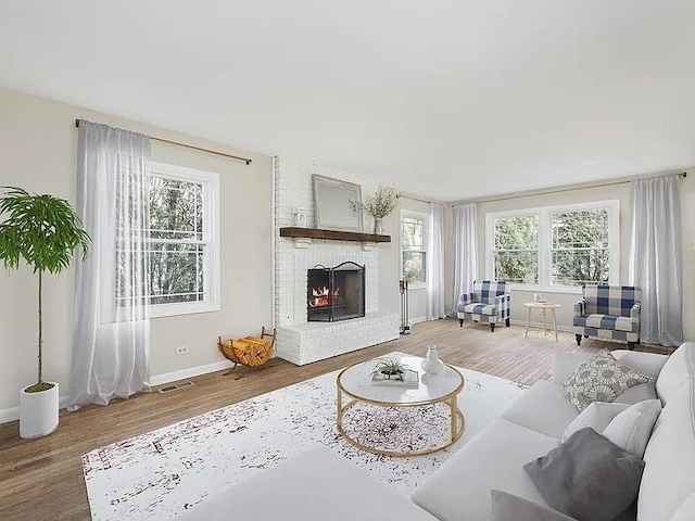 1168 Banbury Cir, Naperville, IL 60540 - living area with wood finished floors, plenty of natural light, and a fireplace