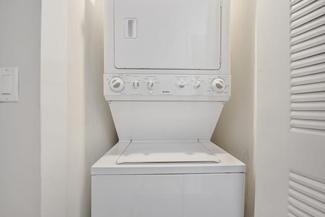 1151 W 14th Pl Unit 238, Chicago, IL 60608 - washroom with estacked washer and dryer
