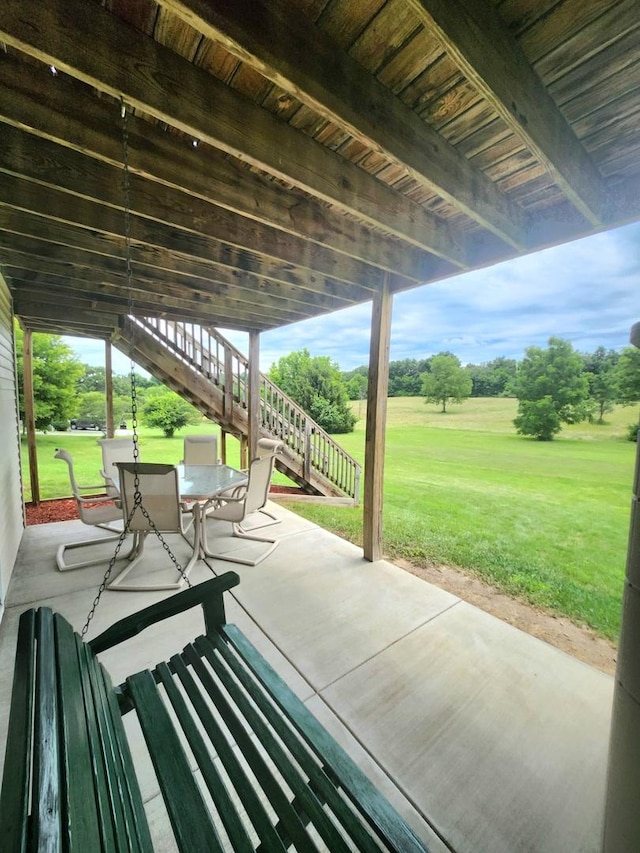 7227 Hawthorne Rdg, Roscoe, IL 61073 - view of patio with stairway and outdoor dining space