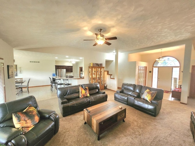 7227 Hawthorne Rdg, Roscoe, IL 61073 - carpeted living area featuring a ceiling fan and baseboards