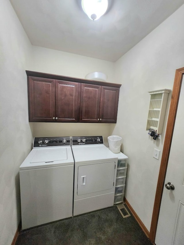 7227 Hawthorne Rdg, Roscoe, IL 61073 - laundry area with separate washer and dryer, cabinet space, and dark carpet