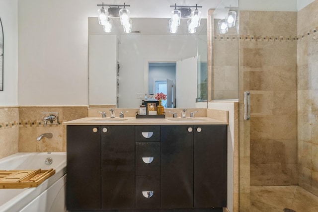 2144 W Schiller St Unit H, Chicago, IL 60622 - full bath with a garden tub, a stall shower, and double vanity