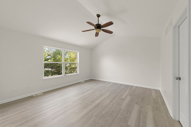 1918 Prairie Ridge Ct, Plainfield, IL 60586 - unfurnished room with light wood-type flooring, a ceiling fan, and vaulted ceiling