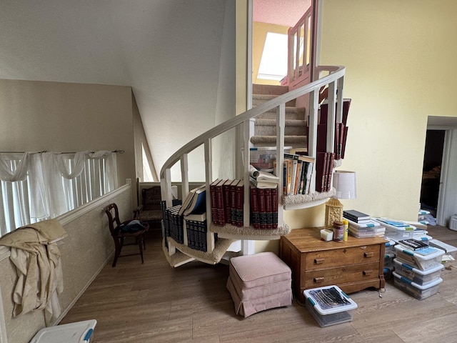 310 Eagle Bluff Dr, Oakwood, IL 61858 - stairway featuring wood finished floors