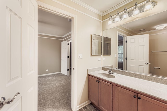 504 Lancaster Dr, Pingree Grove, IL 60140 - bathroom with vanity and crown molding
