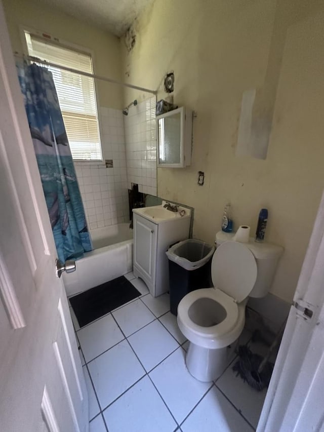 5320 S Carpenter St, Chicago, IL 60609 - full bathroom with shower / bathtub combination with curtain, vanity, and tile patterned floors