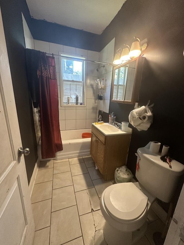 5320 S Carpenter St, Chicago, IL 60609 - bathroom with vanity, shower / bathtub combination with curtain, and tile patterned floors