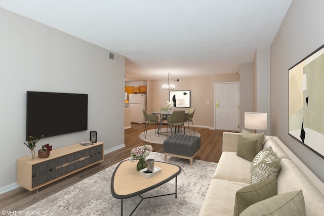 509 Aurora Ave Unit 409, Naperville, IL 60540 - living area with a chandelier and wood finished floors