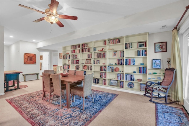 1906 Lydia Ct Unit A, Urbana, IL 61802 - dining area featuring carpet, ceiling fan, and recessed lighting