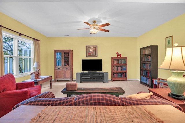 1906 Lydia Ct Unit A, Urbana, IL 61802 - carpeted living area with ceiling fan and baseboards