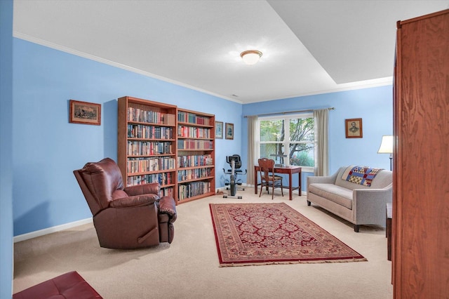 1906 Lydia Ct Unit A, Urbana, IL 61802 - sitting room with carpet floors, ornamental molding, and a desk