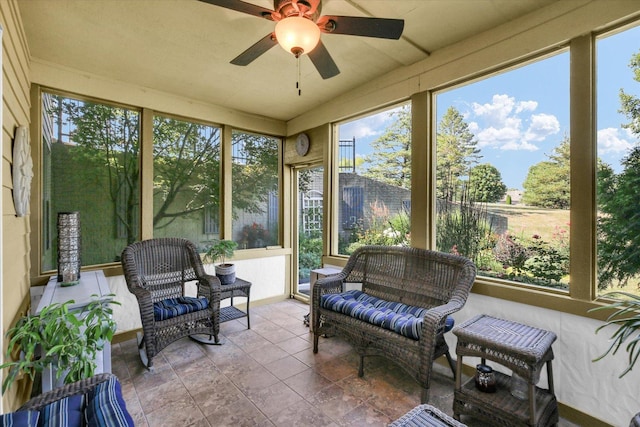 1906 Lydia Ct Unit A, Urbana, IL 61802 - sunroom featuring ceiling fan, plenty of natural light, and lofted ceiling