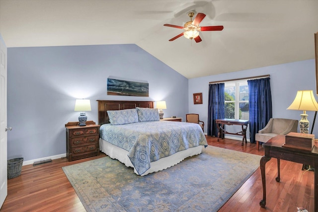 1906 Lydia Ct Unit A, Urbana, IL 61802 - bedroom featuring lofted ceiling, wood finished floors, and ceiling fan