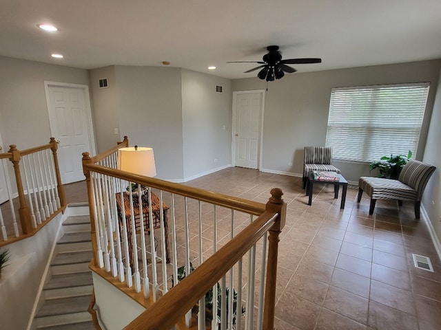 2949 Brossman St, Naperville, IL 60564 - hall with recessed lighting, an upstairs landing, and tile patterned flooring