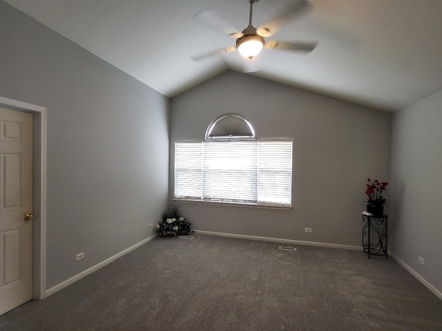 2949 Brossman St, Naperville, IL 60564 - unfurnished room featuring a ceiling fan, carpet, and lofted ceiling