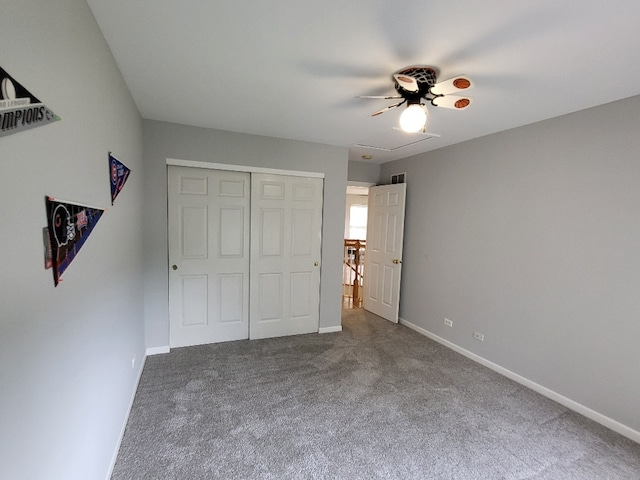 2949 Brossman St, Naperville, IL 60564 - unfurnished bedroom featuring carpet flooring, a closet, and ceiling fan