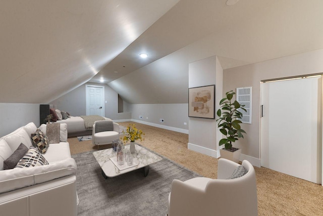 11956 S Harvard Ave, Chicago, IL 60628 - carpeted living room featuring vaulted ceiling and baseboards