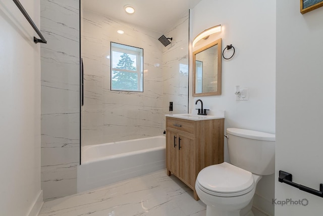 11956 S Harvard Ave, Chicago, IL 60628 - full bath with marble finish floors, vanity, and shower / bathtub combination