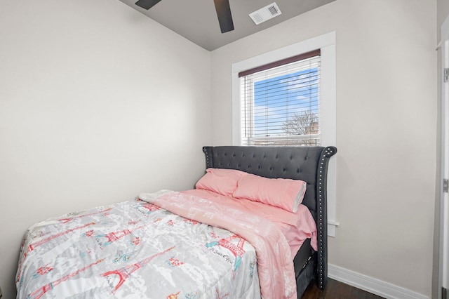 1652 S Ridgeway Ave, Chicago, IL 60623 - bedroom featuring dark wood-type flooring, ceiling fan, and vaulted ceiling