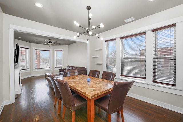 1652 S Ridgeway Ave, Chicago, IL 60623 - dining room with dark wood-style flooring, a chandelier, plenty of natural light, a ceiling fan, and recessed lighting