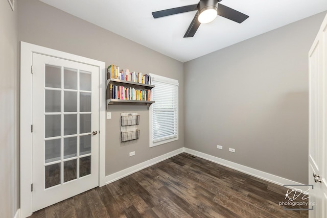 561 Sudbury Cir, Oswego, IL 60543 - unfurnished room featuring dark wood-style flooring and ceiling fan