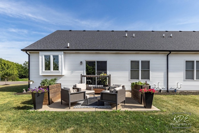 561 Sudbury Cir, Oswego, IL 60543 - rear view of house with an outdoor living space, a patio, and a lawn