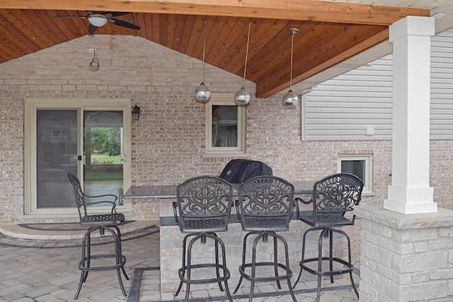 9343 170th Pl, Orland Hills, IL 60487 - view of patio featuring exterior bar and a ceiling fan