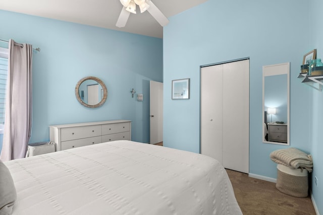 2408 Danbury Dr Unit A2, Woodridge, IL 60517 - bedroom with carpet floors, a closet, and ceiling fan