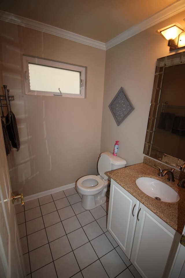 6142 W 60th St, Chicago, IL 60638 - bathroom with tile patterned flooring, vanity, and crown molding