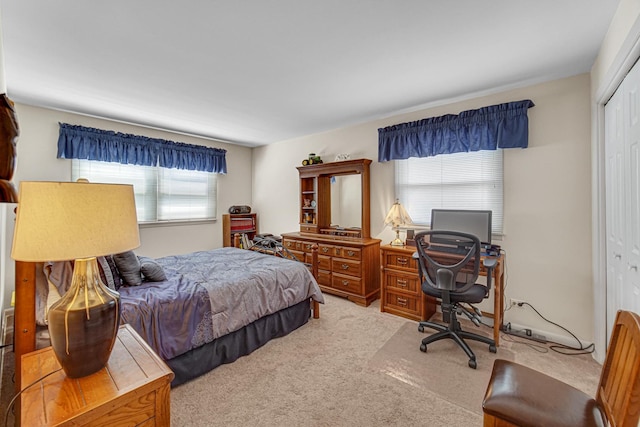 2716 Turtle Creek Dr, Hazel Crest, IL 60429 - bedroom with a closet, light carpet, and an office area