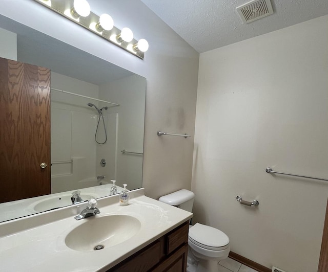 6130 N Jeffrey Ln, Oregon, IL 61061 - bathroom featuring vanity, tile patterned flooring, bathtub / shower combination, and a textured ceiling