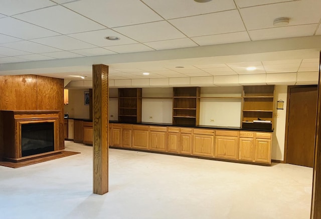 6130 N Jeffrey Ln, Oregon, IL 61061 - finished basement with a paneled ceiling and a glass covered fireplace