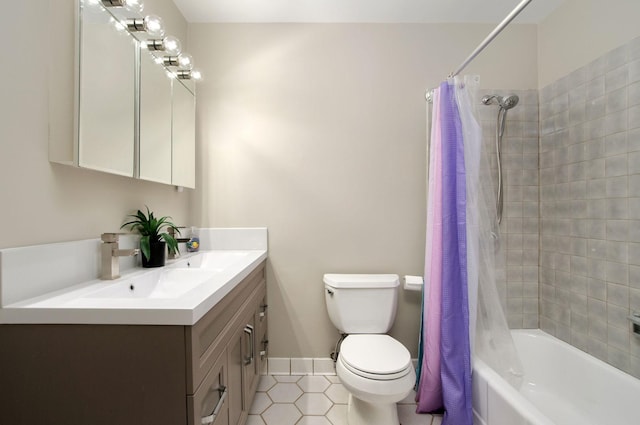 9050 Tamaroa Ter, Skokie, IL 60076 - bathroom featuring vanity, tile patterned floors, and shower / tub combo with curtain