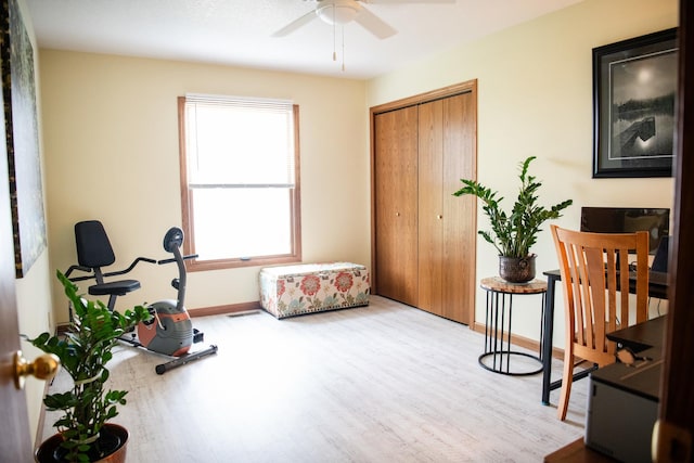 2107 10th Ave, Sterling, IL 61081 - exercise room featuring wood finished floors and a ceiling fan