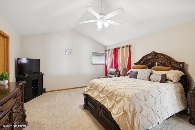 711 Creekside Cir Unit 711, Gurnee, IL 60031 - bedroom with carpet flooring, vaulted ceiling, and a ceiling fan