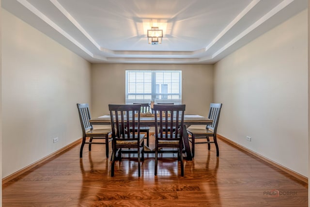 330 Greenview Ln, Lake Villa, IL 60046 - dining space featuring a tray ceiling and wood finished floors