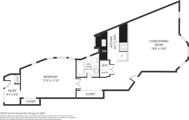 700 W Cornelia Ave Unit 3E, Chicago, IL 60657 - view of room layout