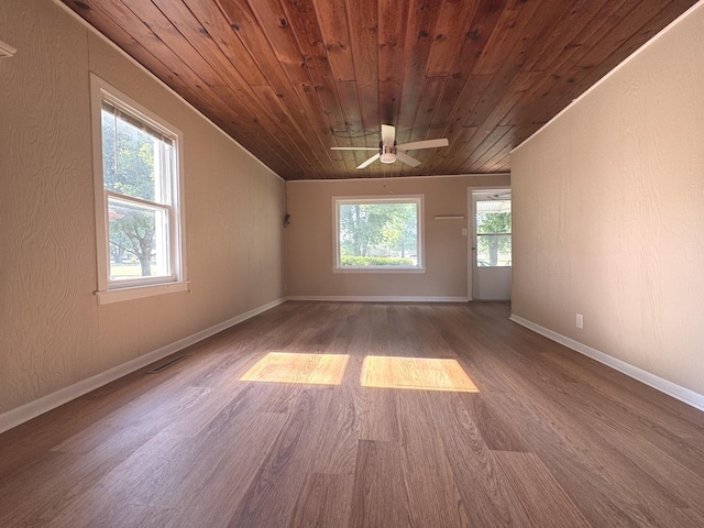 428 W Williams St, Kankakee, IL 60901 - empty room featuring wood finished floors, wooden ceiling, and ceiling fan