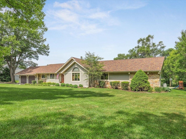 12828 Menominee Trl, Roscoe, IL 61073 - single story home with a front lawn and stone siding