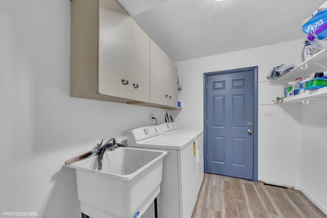 445 Kinkaid Ct, Des Plaines, IL 60016 - washroom with washing machine and dryer, cabinet space, and light wood finished floors