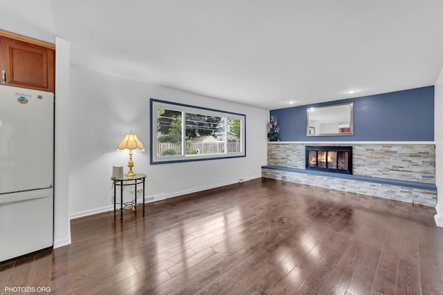 445 Kinkaid Ct, Des Plaines, IL 60016 - unfurnished living room featuring wood finished floors, a fireplace, and recessed lighting