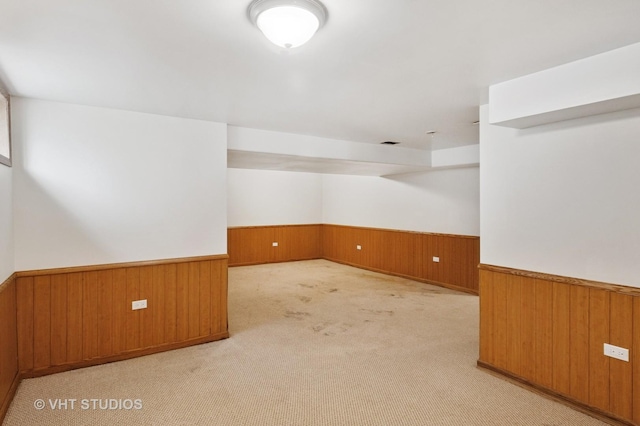7241 N Mcvicker Ave, Chicago, IL 60646 - carpeted empty room featuring wainscoting and wooden walls