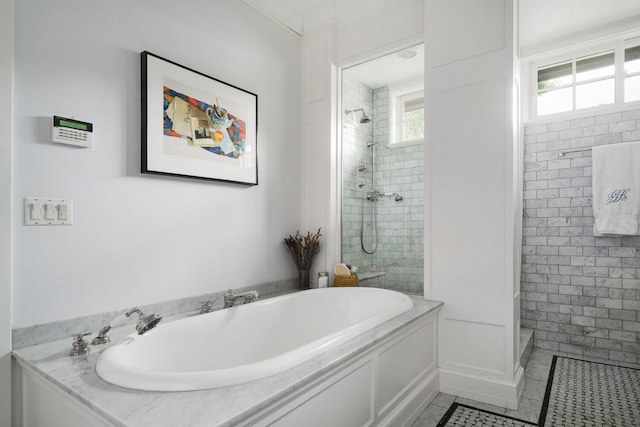 2131 W Schiller St, Chicago, IL 60622 - full bath with tiled shower, a bath, and tile patterned floors