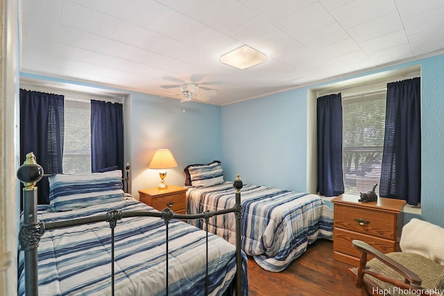 3914 N Richmond Rd, Johnsburg, IL 60051 - bedroom with wood finished floors, a ceiling fan, and crown molding