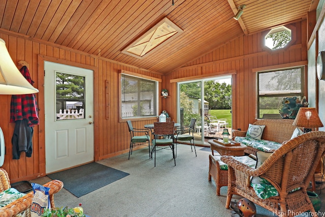 3914 N Richmond Rd, Johnsburg, IL 60051 - sunroom / solarium featuring vaulted ceiling, plenty of natural light, and a skylight