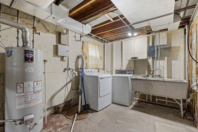 8716 S Merrill Ave, Chicago, IL 60617 - laundry area featuring water heater and washing machine and clothes dryer